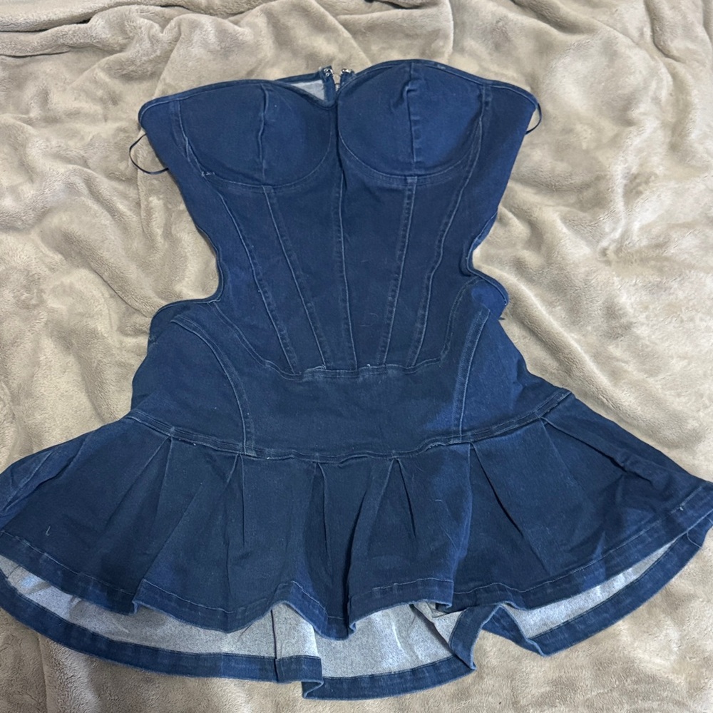 👖Denim Attitude Micro Mini Dress - Medium Wash